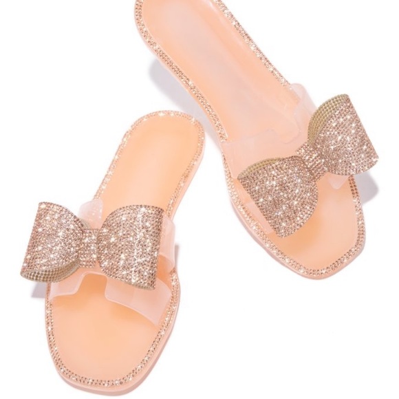 Bowtieful rhinestone slide nude - Picture 2 of 3